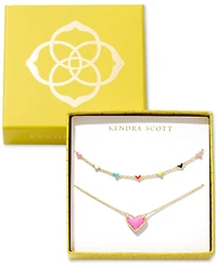 Kendra Scott 2-Pc. Set Pave Heart 19" Necklaces