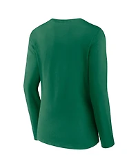 Fanatics Women's Kelly Green Philadelphia Eagles Super Bowl Lix Champions Retro Logo Long Sleeve V-Neck T-Shirt
