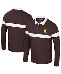 Colosseum Men's Brown Wyoming Cowboys Too Cool For School Long Sleeve Polo Shirt
