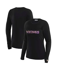Wear by Erin Andrews x Gracie Hunt Women's Black Minnesota Vikings Mesh Panel Long Sleeve T-Shirt