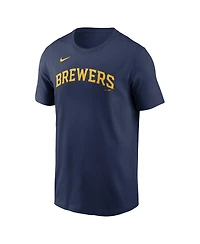 Nike Men's Jackson Chourio Navy Milwaukee Brewers Fuse Name Number T-Shirt