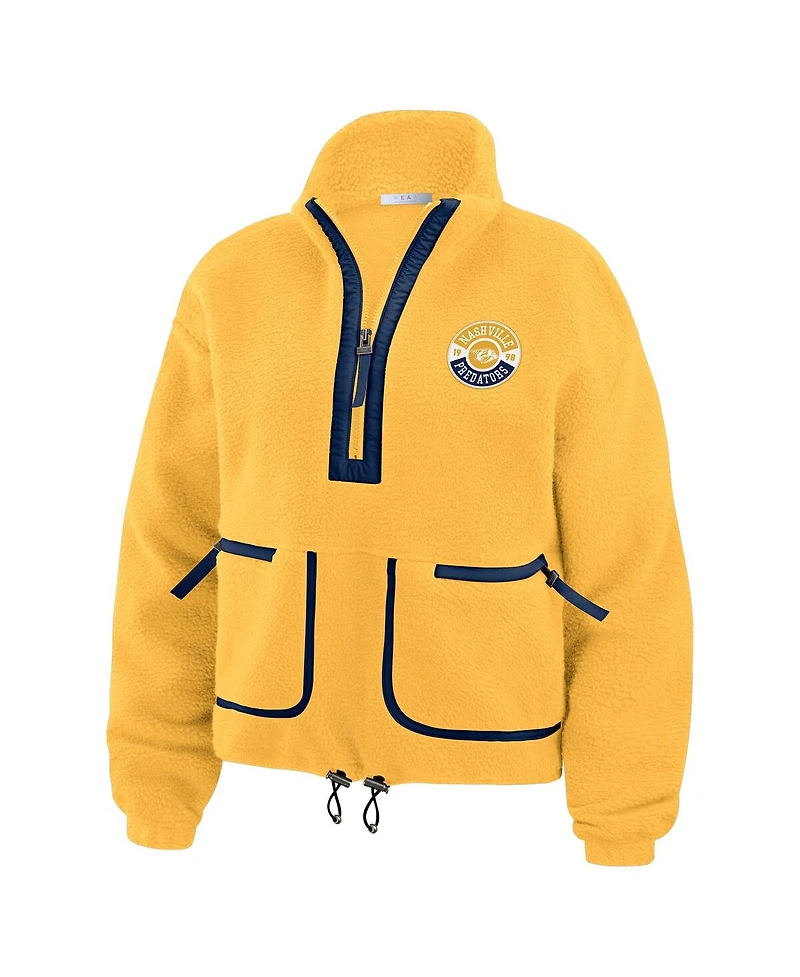 Wear by Erin Andrews Women's Gold Nashville Predators Polar Fleece Half-Zip Jacket