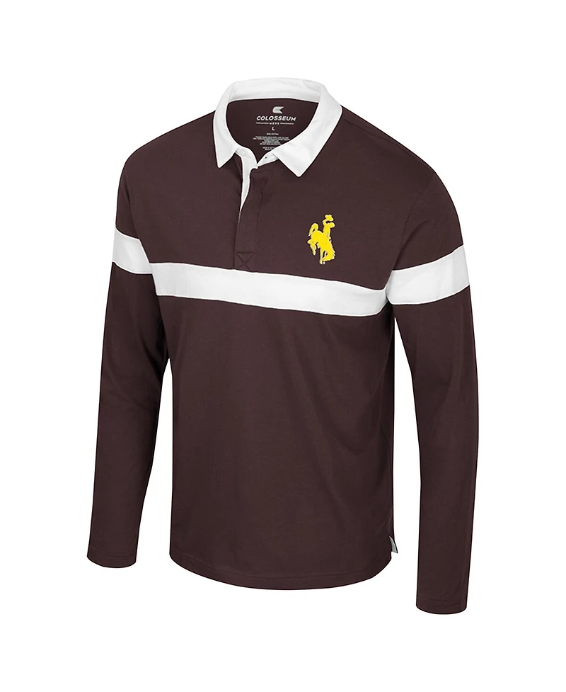 Colosseum Men's Brown Wyoming Cowboys Too Cool For School Long Sleeve Polo Shirt
