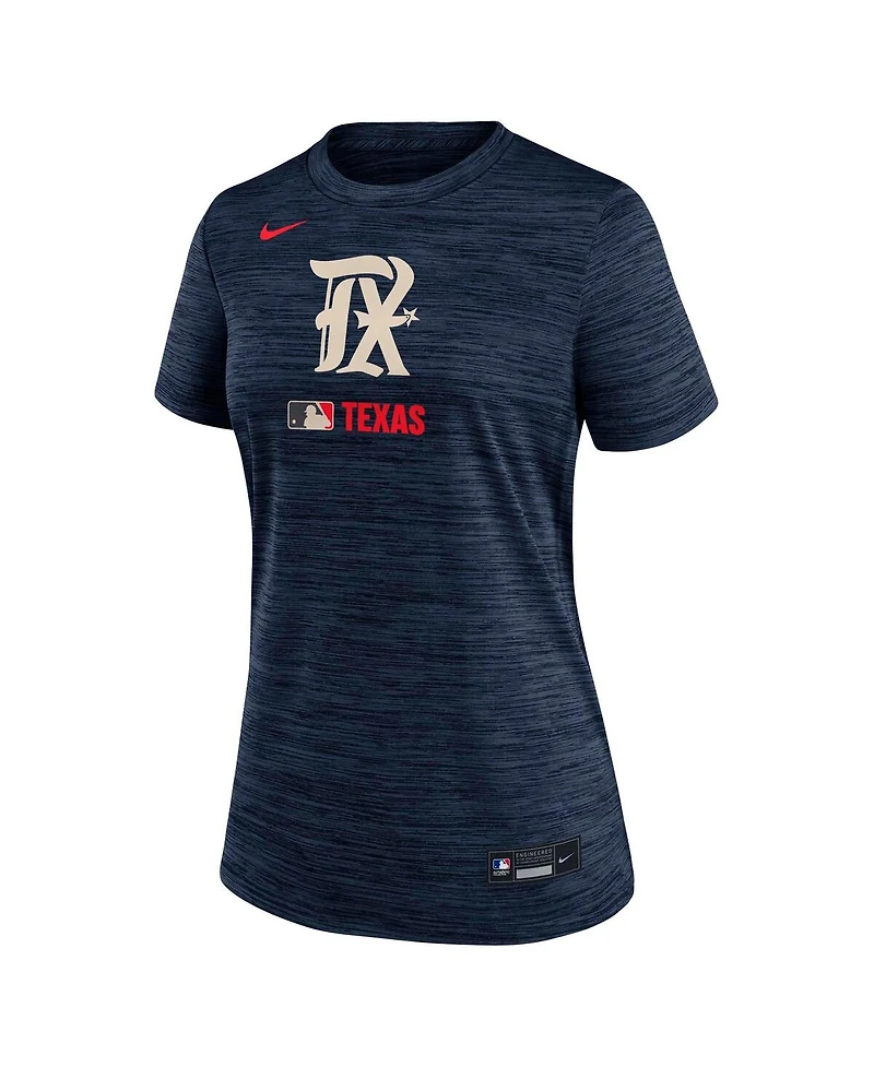 Nike Women's Navy Texas Rangers Authentic Collection City Connect Velocity Performance T-Shirt
