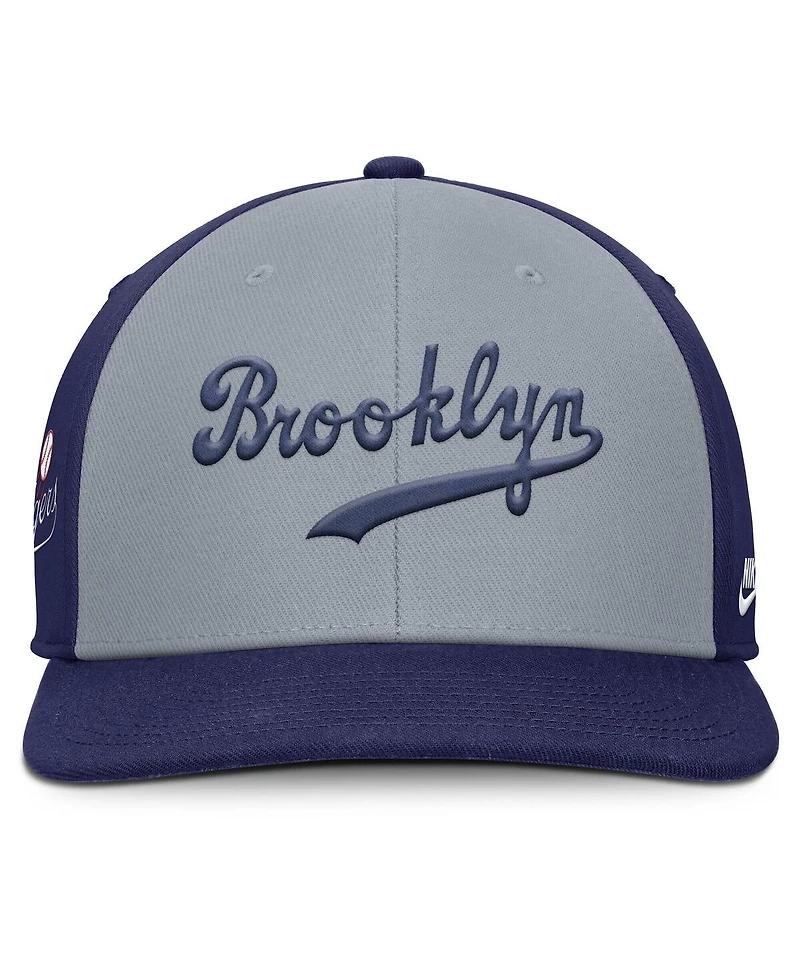 Nike Men's Gray/Royal Brooklyn Dodgers Cooperstown Collection Pro Performance Snapback Hat
