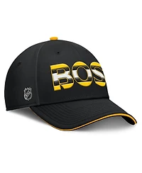 Fanatics Men's Black/Gold Boston Bruins Authentic Pro Rink Team Code Flex Hat