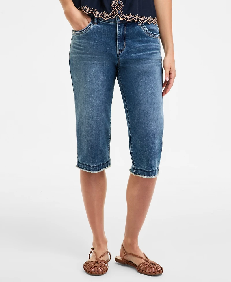 Democracy Women's "Ab" Solution Skimmer Frayed Cropped Jeans