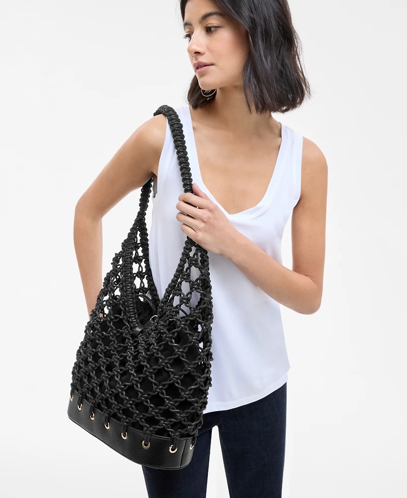 I.n.c. International Concepts Kahtt Macrame Hobo Bag, Exclusively at Macy's