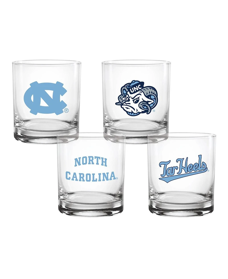Indigo Falls North Carolina Tar Heels Collector's 14oz. Rocks Glasses, Set of 4