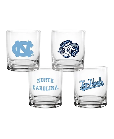 Indigo Falls North Carolina Tar Heels Collector's 14oz. Rocks Glasses, Set of 4