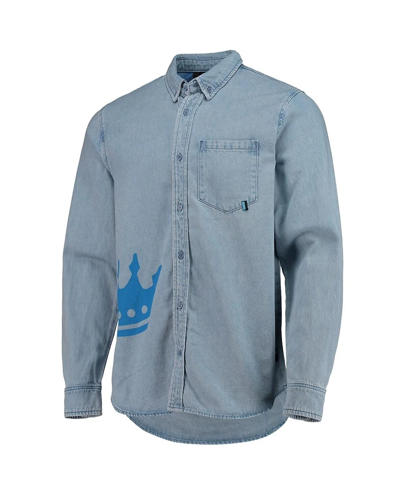 The Wild Collective Men's Blue Charlotte Fc Denim Button-Down Long Sleeve Shirt