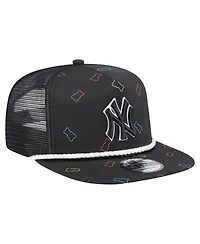 New Era Men's Black New York Yankees Gummy Golfer Trucker Adjustable Hat