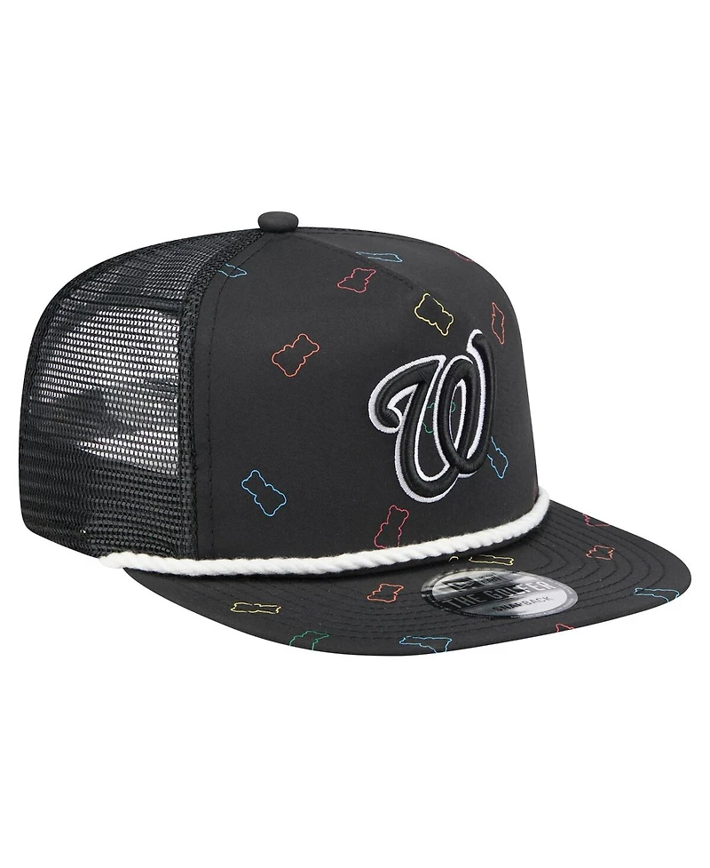 New Era Men's Black Washington Nationals Gummy Golfer Trucker Adjustable Hat