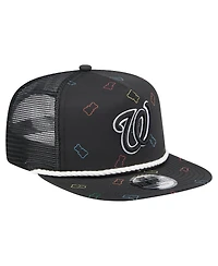 New Era Men's Black Washington Nationals Gummy Golfer Trucker Adjustable Hat