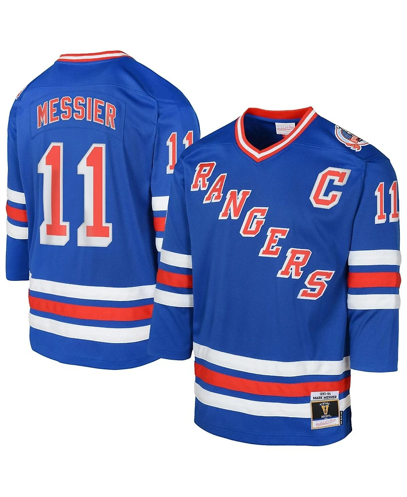 Outerstuff Big Boys and Girls Mark Messier Royal New York Rangers Power Play 2.0 Player with Captain Patch Jersey