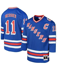 Outerstuff Big Boys and Girls Mark Messier Royal New York Rangers Power Play 2.0 Player with Captain Patch Jersey