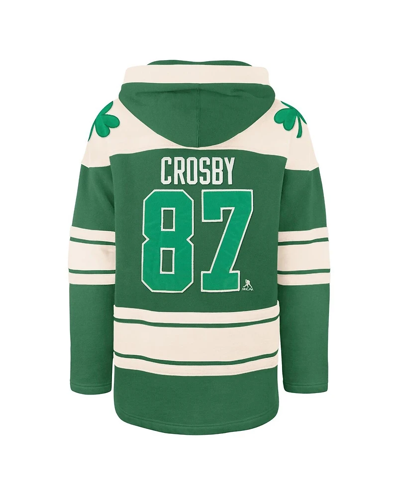 '47 Brand Men's Sidney Crosby Kelly Green Pittsburgh Penguins St. Patrick's Day Player Name Number Lacer Pullover Hoodie