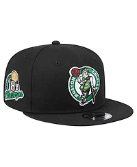 New Era Men's Black Boston Celtics Logo 18x Champs 9FIFTY Snapback Hat