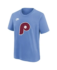 Nike Big Boys and Girls Light Blue Philadelphia Phillies Cooperstown Collection Team Logo T-Shirt