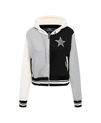 Pro Standard Women's Gray Dallas Cowboys Reverse French Terry Color Block Full-Zip Hoodie