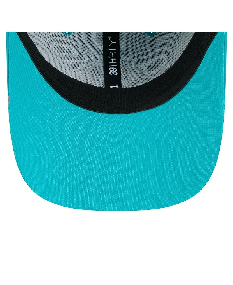 New Era Men's Aqua Miami Dolphins Game Day Linear 39THIRTY Flex Hat