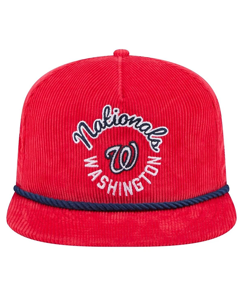 New Era Men's Red Washington Nationals Full Circle Corduroy Golfer Adjustable Hat