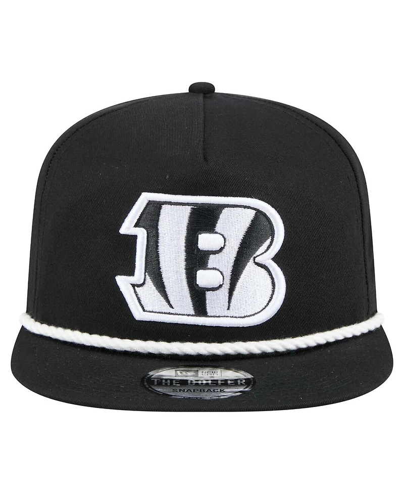 New Era Men's Black Cincinnati Bengals B-Dub Golfer Snapback Hat