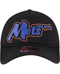 New Era Men's Black New York Mets Retro Bold A-Frame Trucker 9FORTY Adjustable Hat