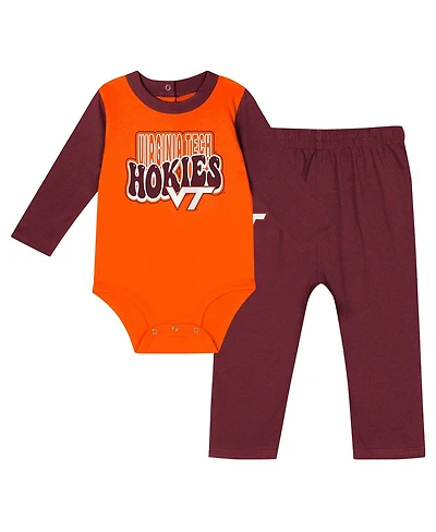 Outerstuff Baby Boys and Girls Maroon Virginia Tech Hokies Double Up Long Sleeve Bodysuit Pant