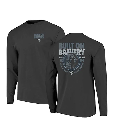 Image One Men's Graphite West Virginia Mountaineers Built On Bravery Comfort Colors Long Sleeve T-Shirt