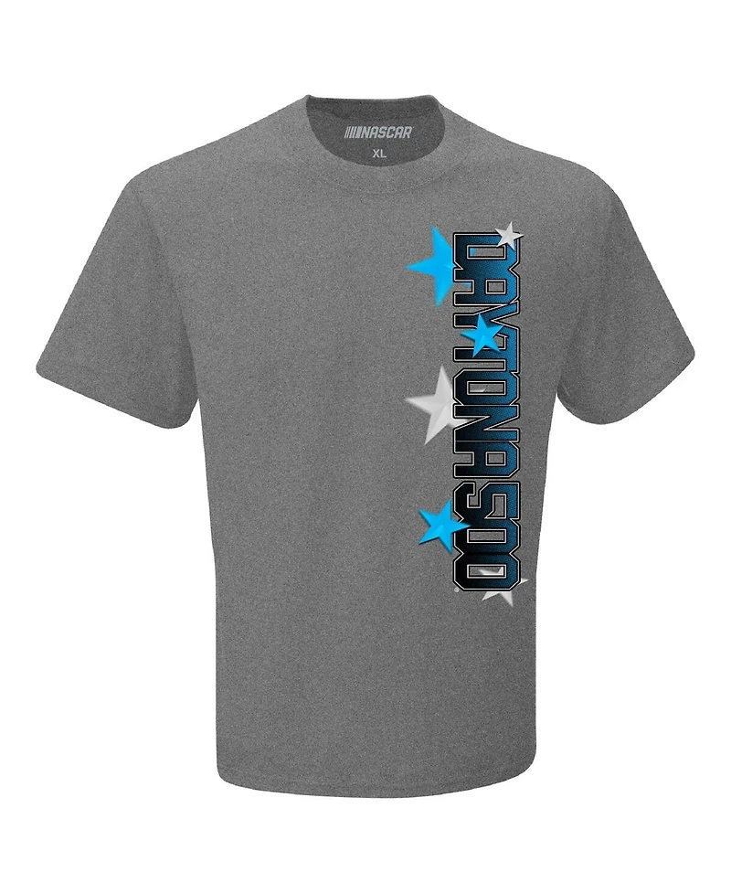 Checkered Flag Sports Men's Heather Charcoal Daytona International Speedway 2025 500 Graphic T-Shirt
