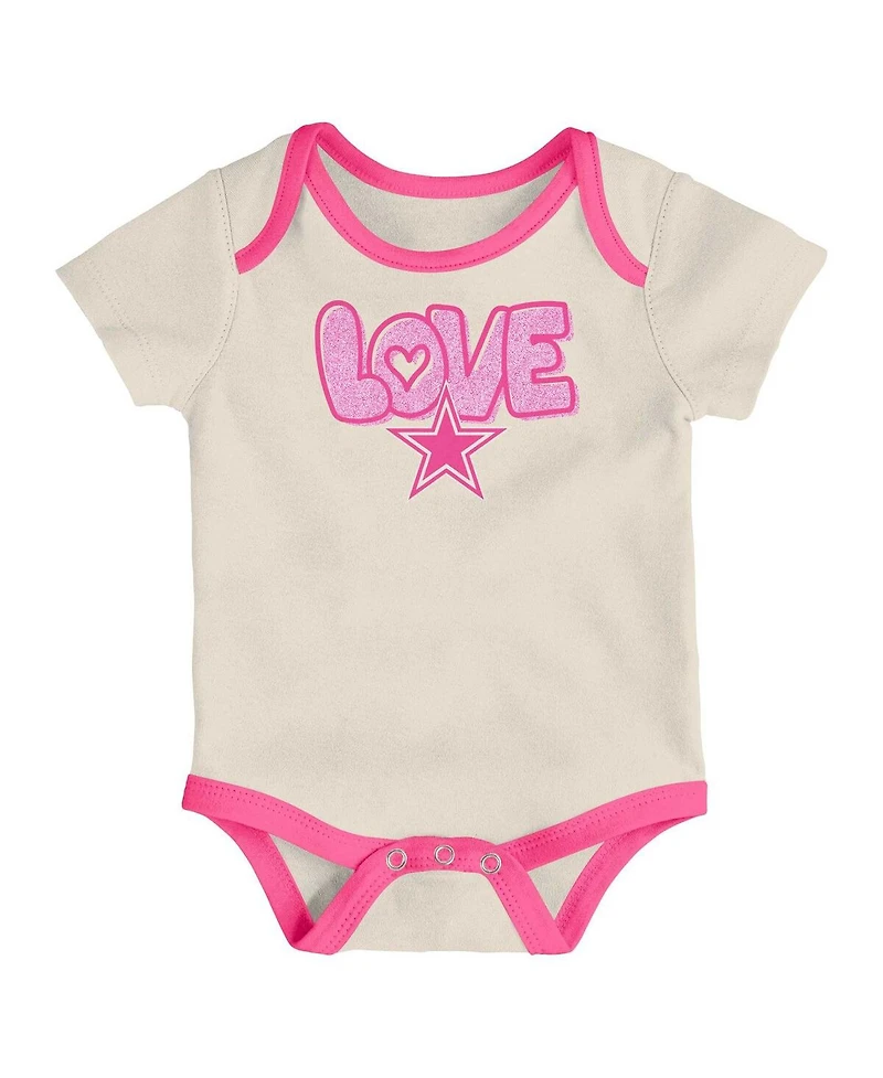 Outerstuff Girls Baby Boys and 2 Piece White Dallas Cowboys All The Love Bodysuit Pants Set