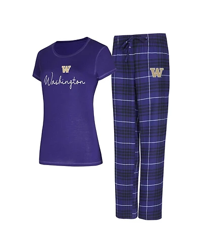 Concepts Sport Women's Purple Washington Huskies Vector T-Shirt and Flannel Pants Sleep Set