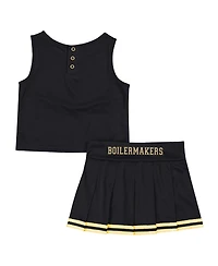 Colosseum Girls Toddler 2-Piece Black Purdue Boilermakers Time For Recess Cheer Top and Skirt Set