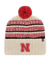 '47 Brand Men's Khaki Nebraska Huskers Tavern Cuffed with Pom Knit Hat