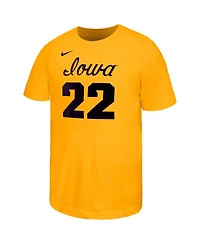 Nike Big Boys and Girls Caitlin Clark Gold Iowa Hawkeyes Retired Player Name Number Core T-Shirt