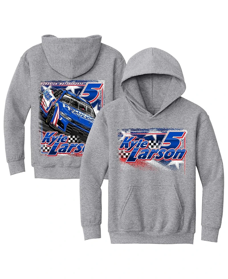 Hendrick Motorsports Team Collection Big Boys and Girls Heather Gray Kyle Larson Pullover Hoodie