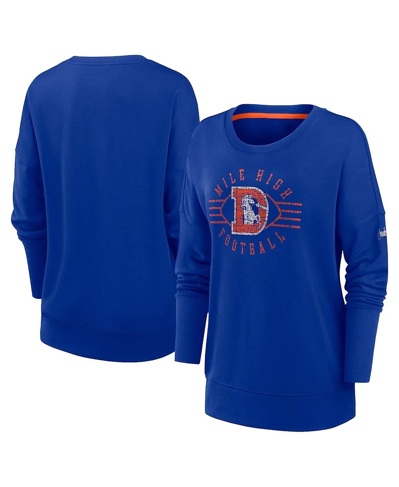 Nike Women's Royal Denver Broncos Rewind Playback Icon Performance Pullover Sweatshirt