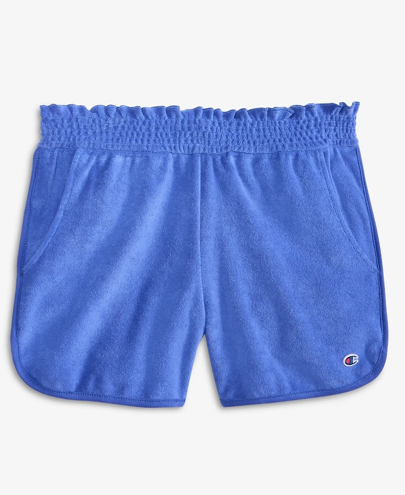 Champion Big Girls Solid-Color Ruched Terry Pull-On Shorts