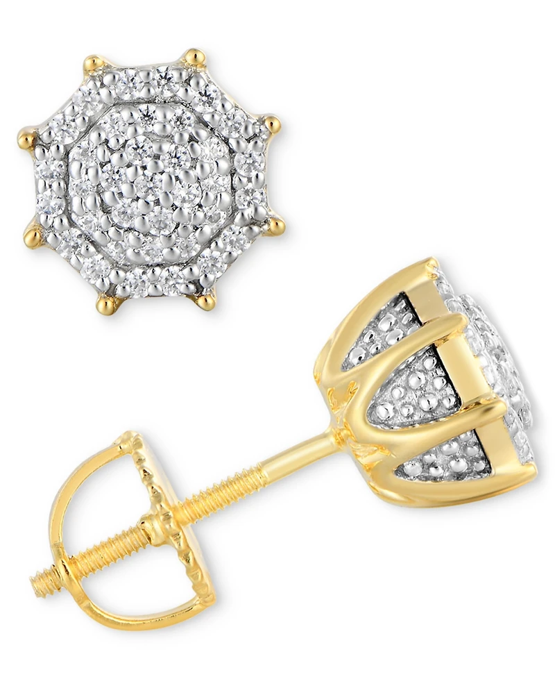 Men's Diamond Octagon Cluster Stud Earrings (1/4 ct. t.w.) in 10k gold