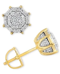 Men's Diamond Octagon Cluster Stud Earrings (1/4 ct. t.w.) in 10k gold
