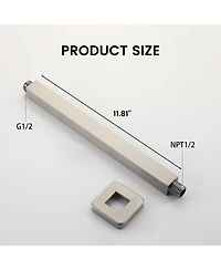 Square Shower Arm - 304 Stainless Steel, Universal 1/2" Npt Thread, Easy Installation, Corrosion-Resistant, and Decorative Cover