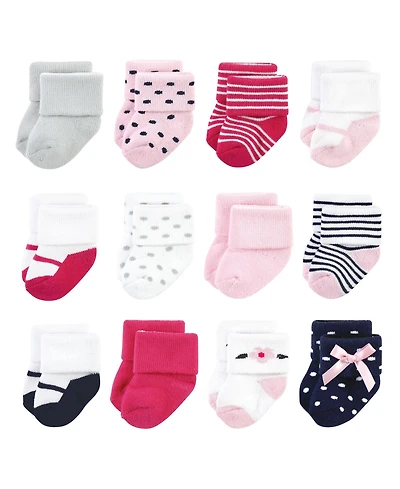 Little Treasure Baby Girls Everyday Comfort Terry Socks 12 Pack