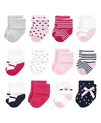 Little Treasure Baby Girls Everyday Comfort Terry Socks 12 Pack