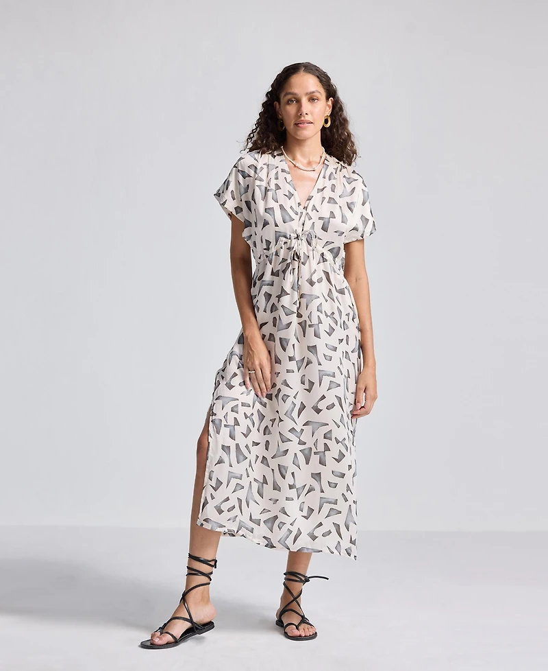 Reistor Women's Gathered Maxi Dress with Side Slits Mosaic