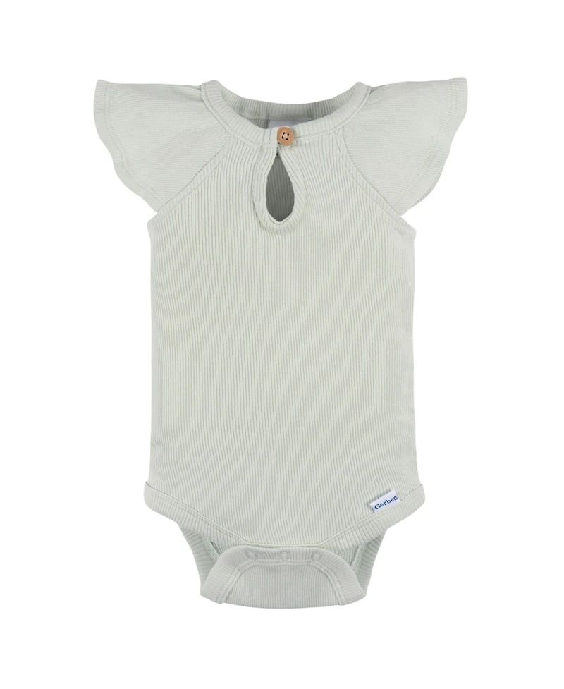 Gerber Childrenswear Baby Girls Flutter Sleeve Bodysuit and Shorts Set