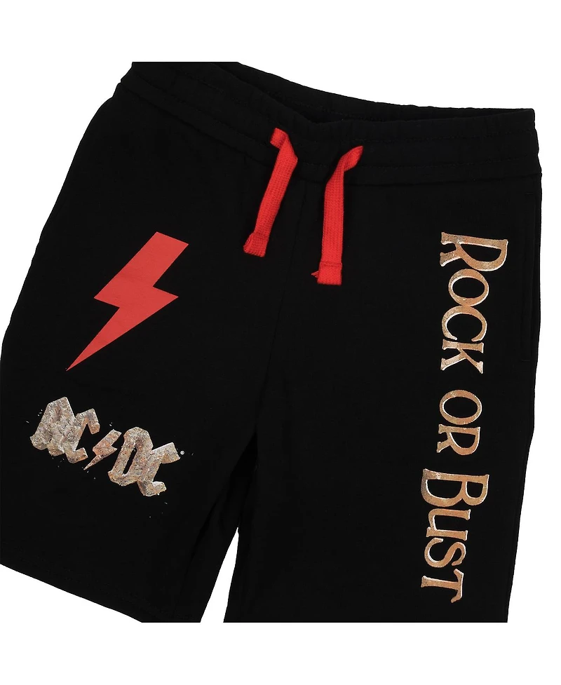 Ac/Dc Boys Acdc Rock Or Bust Short Sleeve T-shirt & Lounge Shorts Combo Set-xxl
