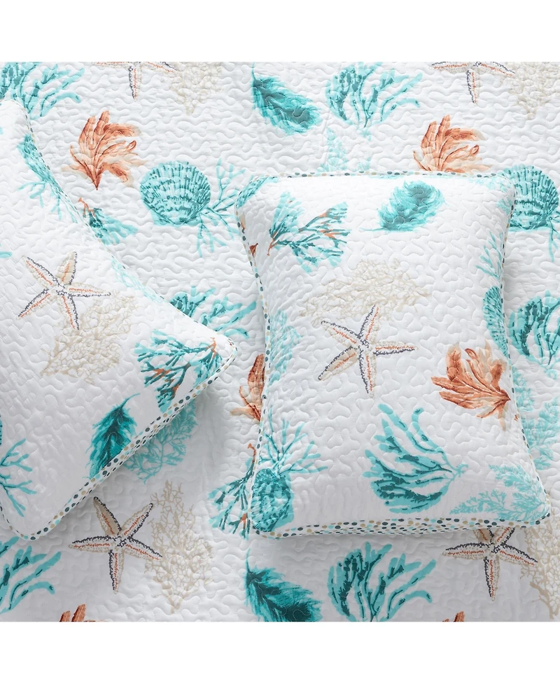Linery & Co. Seashells & Stripes Microfiber Quilt Set With Shams
