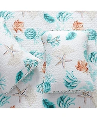 Linery & Co. Seashells & Stripes Microfiber Quilt Set With Shams