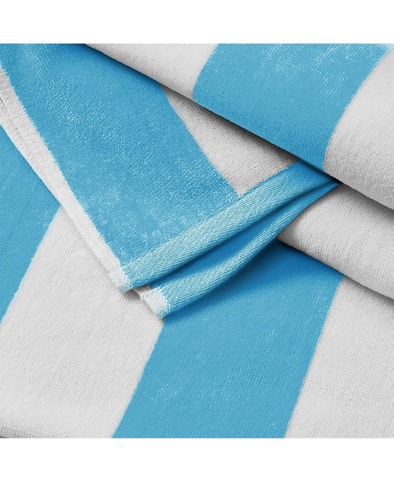 Linery & Co. 100% Cotton Velour Cabana Stripe Oversized Beach Towel